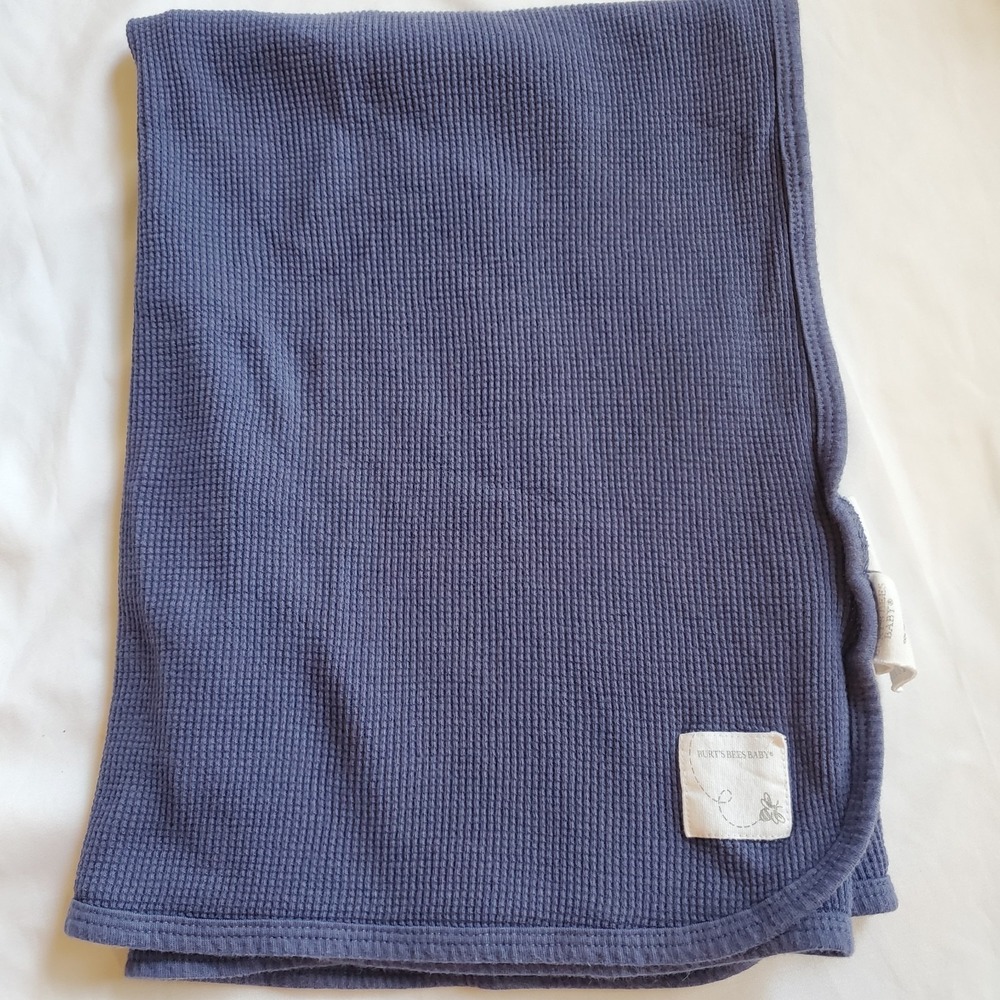 Burt's Bees Baby Infant Navy Blue Burts Bees Receiving Blanket Waffle Knit